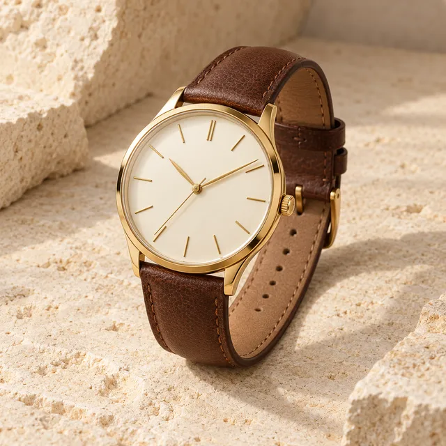 The Daily — Gold-tone stainless steel and leather